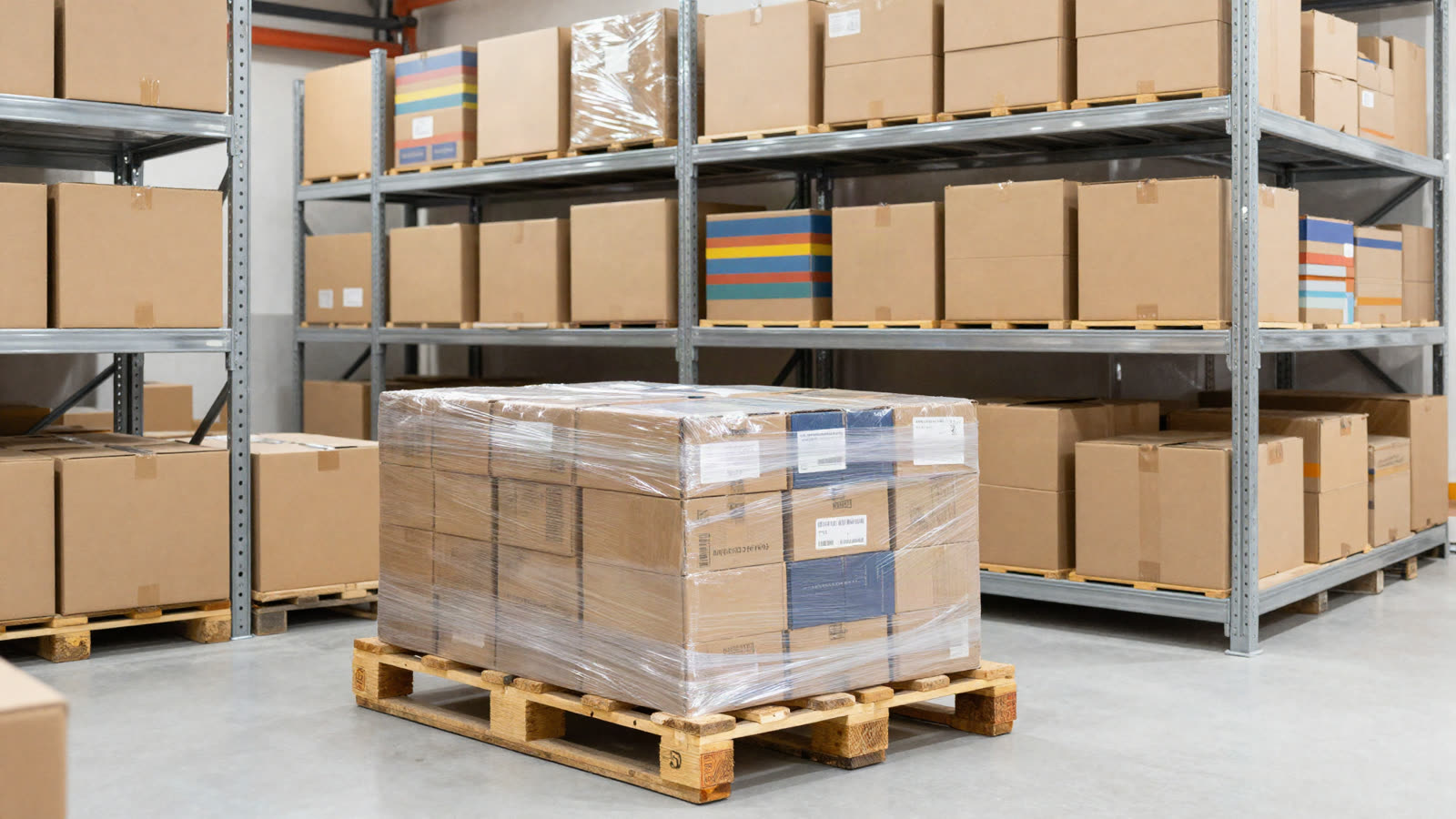 Bodega con cajas de juguetes listas para despacho